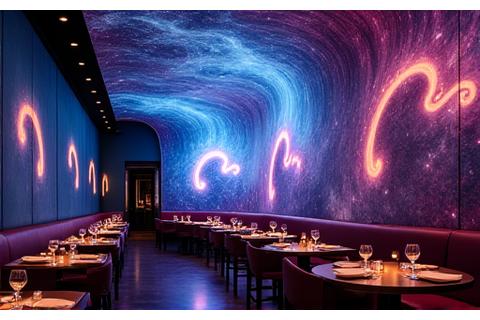 Eksklusiv restaurantinteriør med nebula-inspirert design